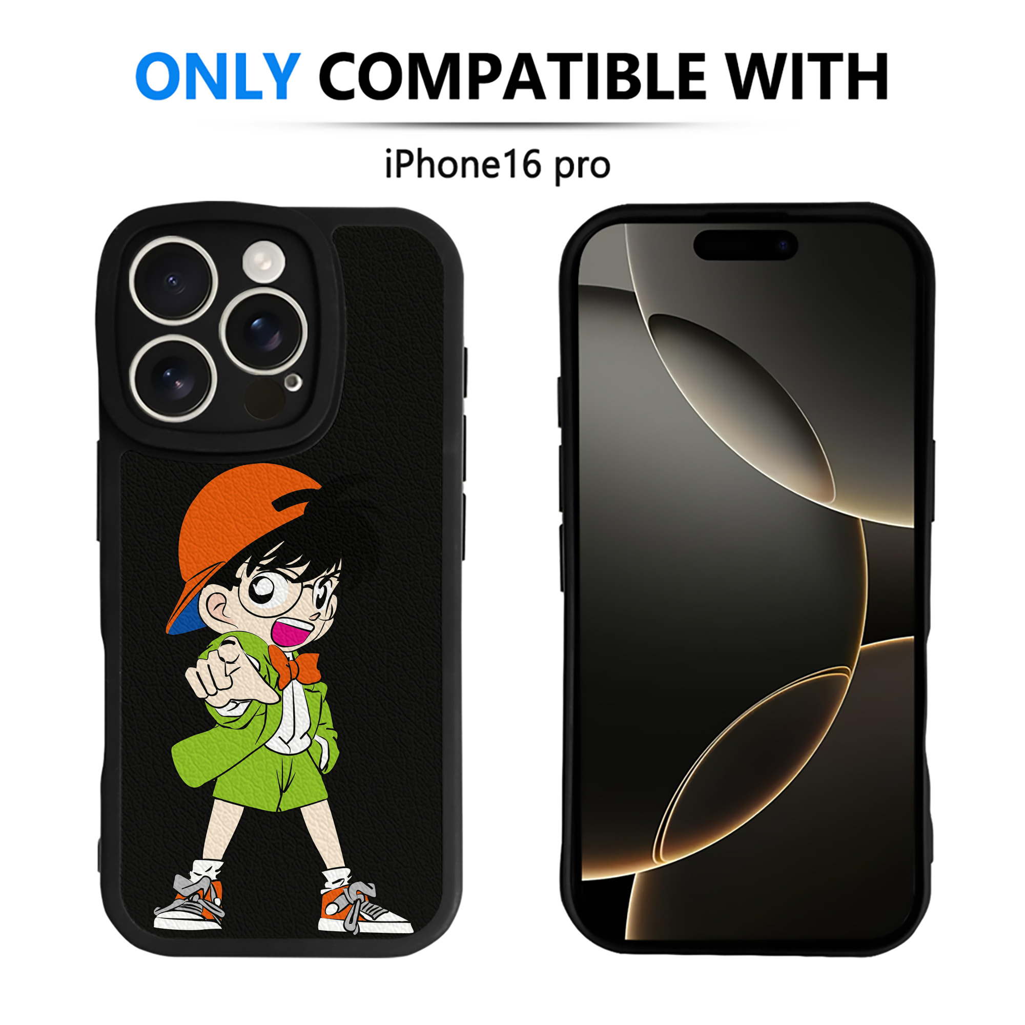 （画像用） 名探偵コナン 江戸川 コナン Detective Conan Conan Edogawa 【iPhone 16シリーズ対応】シリコンスマホケース（レザー調） 材質：シリコン